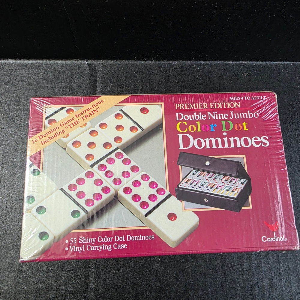 Cardinal Premier Edition Double Nine Jumbo Color Dot Dominoes Set 511C New